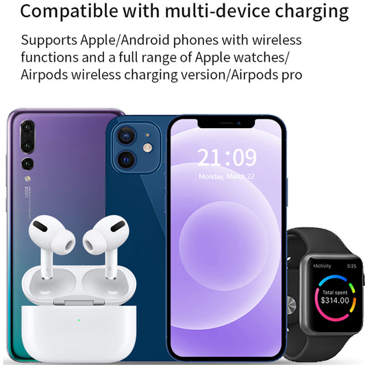 Top Foldable 3 in 1 Wireless Charger Foldable Charger 15w Fast Charge Folding